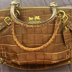 Coach Brand -brown alligator embossed handbag.